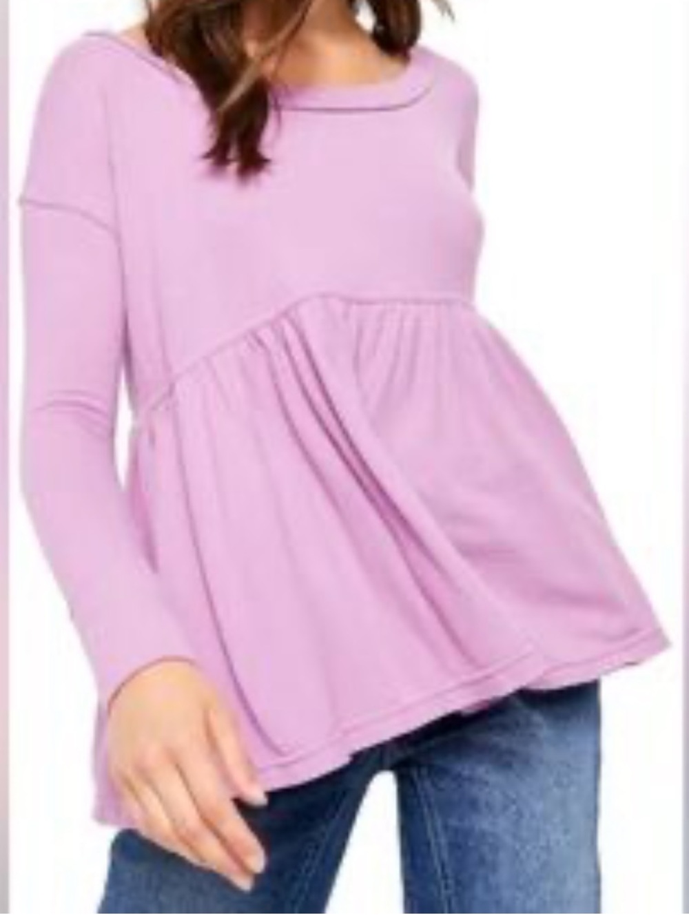 Free People forever your girl Lavender long sleeve babydoll shirt